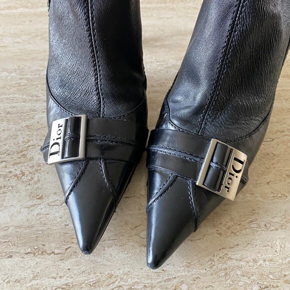 Vintage Dior Buckle Knee High Sock Boots - Picture 6 of 10